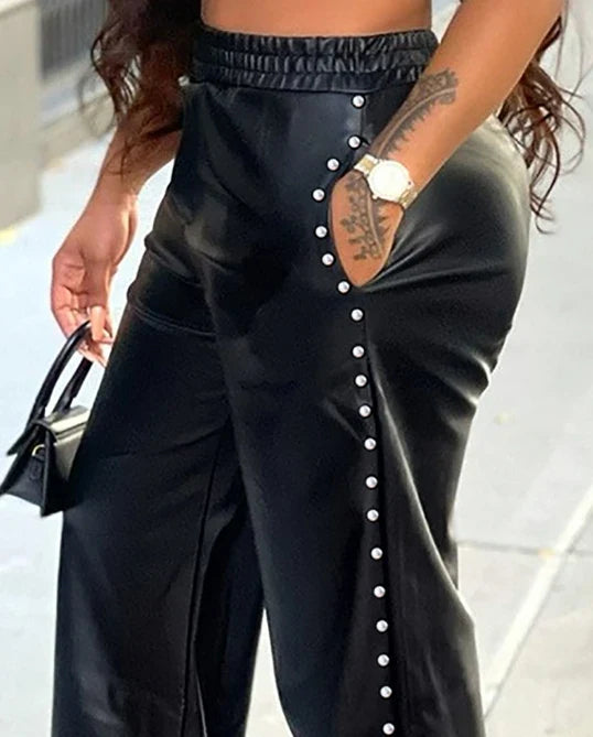 Calça de Couro Largas